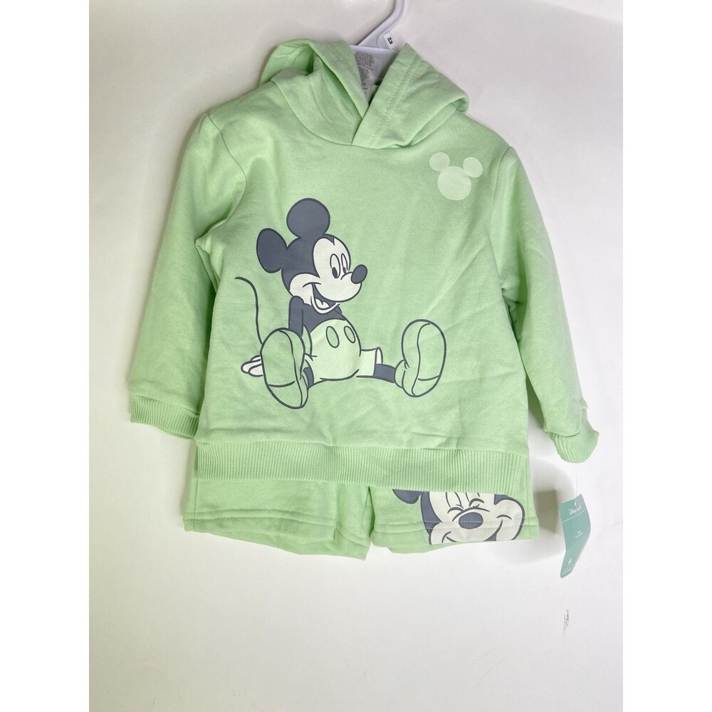 Disney Mickey Mouse 2 Piece Set Outfit Long Sleeve Hoodie Shorts Boys 24 Months